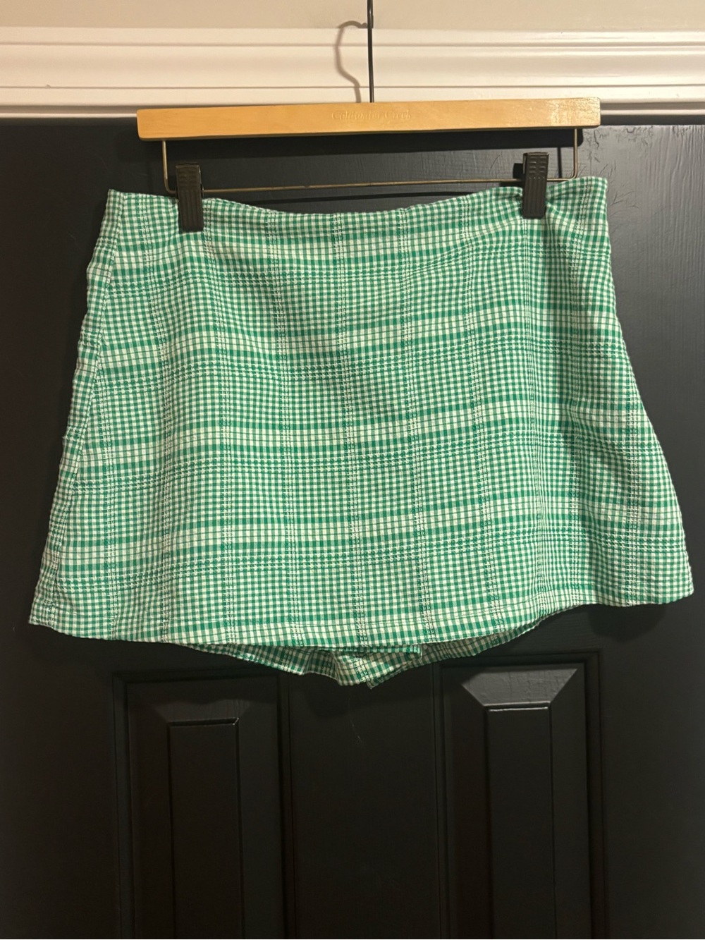 TCEC Green Gingham Mini Skort